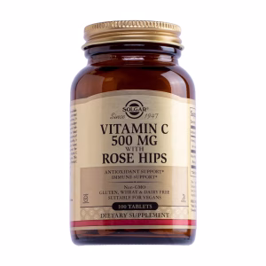 Viên uống Solgar Vitamin C 500mg w Rose Hips hỗ trợ tăng cường đề kháng (Chai 100 viên)