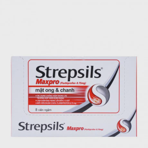 Viên ngậm Strepsils Maxpro mật ong & chanh giảm đau trong viêm họng, chống viêm (12 gói x 8 viên)
