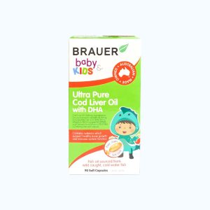 Viên uống BRAUER Baby & Kids Ultra Pure Cod Liver Oil with DHA cho trẻ từ 1 tuổi (90 viên)