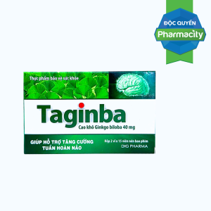 Thực phẩm bảo vệ sức khỏe TAGINBA Hỗ Trợ Tăng Cường Tuần Hoàn Não ( Hộp 2 vỉ x 15 viên)