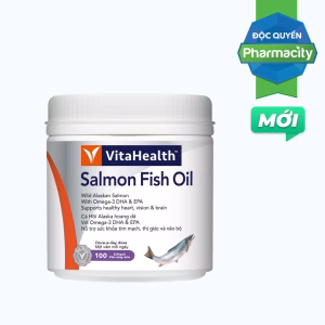 Thực phẩm bảo vệ sức khoẻ VitaHealth Salmon Fish Oil hỗ trợ giảm nguy cơ xơ vữa động mạch (Hộp 100 viên)