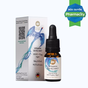 Thực phẩm bảo vệ sức khỏe VITAMIN D3 + K2 MK7 200 IE + 15µg VEGAN