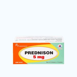 Viên nén Prednison 5mg kháng viêm, điều trị viêm thấp khớp, chống dị ứng (10 vỉ x10 viên)