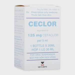 Cốm pha uống Ceclor 125mg kháng sinh điều trị nhiễm khuẩn (chai 30ml)