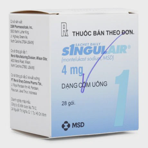 Thuốc cốm Singulair 4mg dự phòng và điều trị hen phế quản mạn tính, viêm mũi dị ứng (hộp 28 gói)
