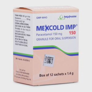Thuốc cốm Mexcold 150mg hạ sốt và giảm đau từ nhẹ đến vừa (hộp 12 gói)