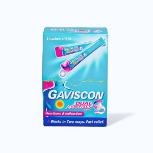 Hỗn dịch Gaviscon Dual Action 10ml (Hộp/24 Gói) - Giảm trào ngược, bảo vệ dạ dày