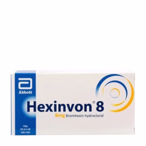 Viên nén Hexinvon 8mg tiêu nhầy, loãng đàm, giảm ho (10 vỉ x 10 viên)