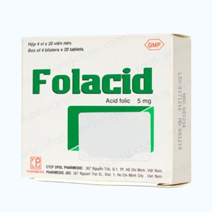 Viên nén Folacid điểu trị và phòng tình trạng thiếu acid folic (4 vỉ x 20 viên)