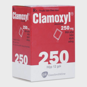 Bột pha uống Clamoxyl 250mg điều trị nhiễm khuẩn (hộp 12 gói)