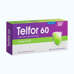 Viên nén Telfor 60mg trị viêm mũi dị ứng, mày đay (2 vỉ X 10 viên)