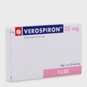 Viên nén Verospiron 25mg điều trị tiền phẫu thuật cường aldosterone, tăng huyết áp (1 vỉ x 20 viên)