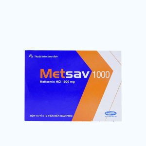 Viên nén Metsav 1000mg Savi điều trị đái tháo đường type 2 (10 vỉ x 10 viên)