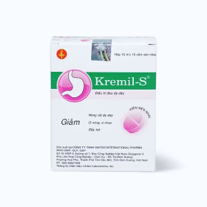 Viên nhai Kremil-S United trị đau dạ dày, giảm nóng rát dạ dày, ợ nóng, ợ chua (10 vỉ x 10 viên)
