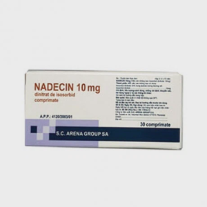 Viên nén Nadecin 10 Arena Group phòng và trị cơn đau thắt ngực, suy tim sung huyết (3 vỉ x 10 viên)