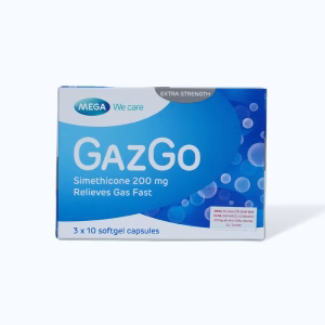 Viên uống GAZGO 200mg trị đầy hơi, chướng bụng, khó tiêu (Hộp 3 vỉ x 10 viên)