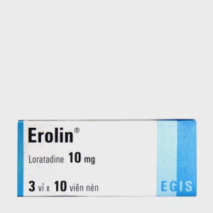 Viên nén Erolin 10 mg trị viêm mũi dị ứng, mày đay, ngứa (3 vỉ x 10 viên)