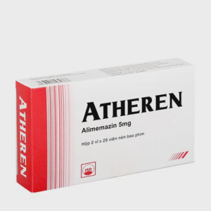 Viên nén Atheren 5mg điều trị triệu chứng dị ứng, mất ngủ (2 vỉ x 25 viên)