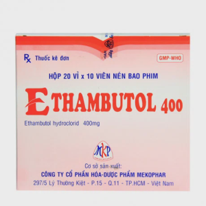 Viên nén Ethambutol 400mg Mekophar trị lao, dùng phối hợp với thuốc chống lao khác (20 vỉ x 10 viên)