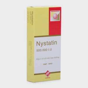 Viên nén bao đường Nystatin VIDIPHA dự phòng và trị nhiễm nấm Candida đường tiêu hoá (2 vỉ x 8 viên)