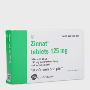 Viên nén Zinnat tablets 125mg kháng sinh điều trị nhiễm khuẩn (1 vỉ x 10 viên)