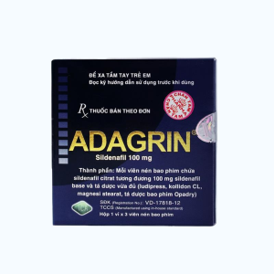Viên nén Adagrin 100mg điều trị rối loạn cương dương (1 vỉ x 3 viên)
