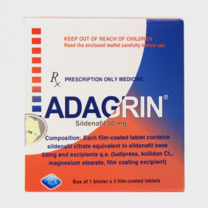 Viên nén Adagrin 50mg điều trị rối loạn cương dương ở nam giới (1 vỉ x 3 viên)