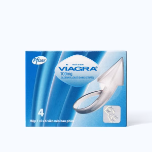 Viên nén Viagra 100mg điều trị rối loạn cương dương ở nam giới (1 vỉ x 4 viên)