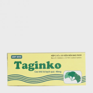 Viên nén Taginko 40mg điều trị các rối loạn chú ý, trí nhớ, suy tuần hòan não (3 vỉ x 10 viên)