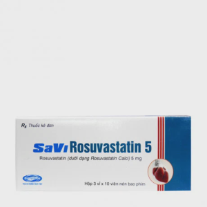 Viên nén bao phim Savi Rosuvastatin 5 điều trị rối loạn mỡ máu (3 vỉ x 10 viên)
