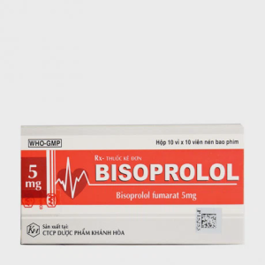 Viên nén Bisoprolol 5mg điều trị tăng huyết áp, đau thắt ngực, suy tim (10 vỉ x 10 viên)