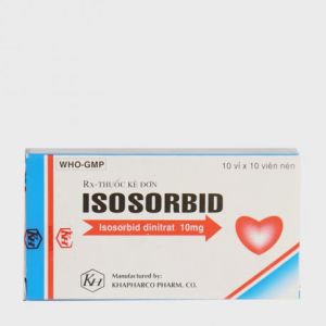 Viên nén Isosorbid 10mg phòng và điều trị cơn đau thắt ngực, suy tim sung huyết (10 vỉ x 10 viên)