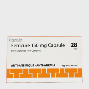 Viên nén cứng Ferricure 150mg điều trị thiếu máu do thiếu sắt (2 vỉ x 14 viên)