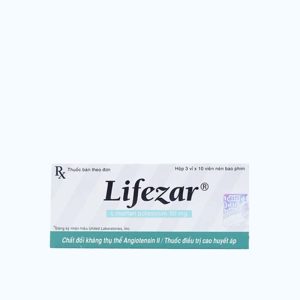 Viên nén Lifezar 50mg điều trị tăng huyết áp, suy tim mạn tính (3 vỉ x 10 viên)