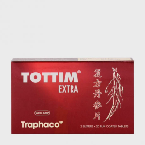 Viên nén bao phim Tottim Extra phòng và điều trị đau thắt ngực (2 vỉ x 20 viên)