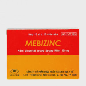 Viên nén Mebizinc 15mg viên do mụn trứng cá nhẹ và vừa, viêm da đầu chi ruột (10 vỉ x 10 viên)