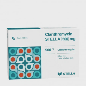 Viên nén Clarithromycin 500mg STELLA điều trị nhiễm khuẩn đường hô hấp (4 vỉ x 7 viên)