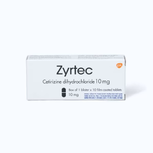 Viên nén Zyrtec 10mg điều trị triệu chứng viêm mũi dị ứng, mày đay (1 vỉ x 10 viên)