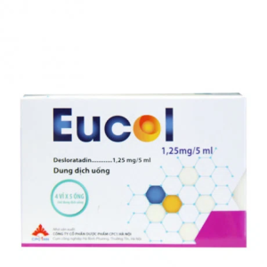 Dung dịch uống Eucol 1.25mg/5ml trị viêm mũi dị ứng, mày đay, ngứa (4 vỉ x 5 ống)