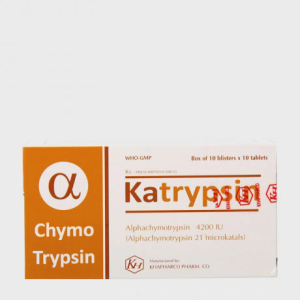 Viên nén Katrypsin 4200IU phù nề sau chấn thương, phẫu thuật, bỏng (10 vỉ x 10 viên)