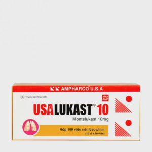 Viên nén USAlukast 10mg Ampharco dự phòng và điều trị hen phế quản mạn tính (10 vỉ x 10 viên)