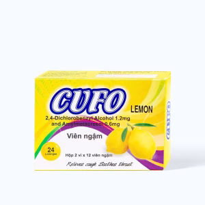 Viên ngậm Cufo Lozenges trị đau họng (2 vỉ x 12 viên)