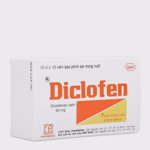 Viên nén bao phim Diclofen 50mg giảm đau và giảm viêm xương khớp (10 vỉ x 10 viên)