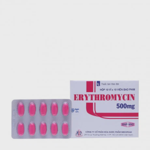 Viên nén Erythromycin 500mg Khánh Hòa điều trị nhiễm khuẩn đường hô hấp (10 vỉ x 10 viên)
