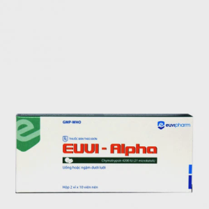 Viên nén Alpha-Chymotrypsin Euvipharm phù nề sau chấn thương, phẫu thuật, bỏng (2 vỉ x 10 viên)