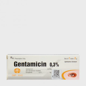Thuốc mỡ tra mắt Gentamicin 0.3% 5g trị viêm giác- kết mạc, loét giác mạc, viêm mí mắt (tuýp 5g)