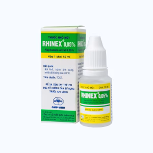 Thuốc nhỏ mũi Rhinex 0.05% trị sung huyết mũi, viêm xoang, viêm mũi dị ứng (chai 15ml)