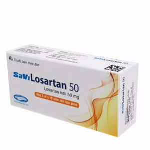 Viên nén bao phim Savi Losartan 50mg điều trị tăng huyết áp (3 vỉ x 10 viên)
