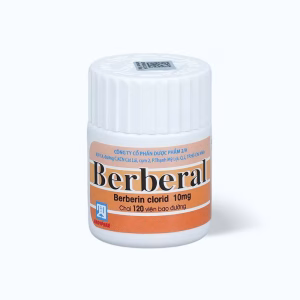 Viên nén bao đường Berberal 10mg trị lỵ trực khuẩn, lỵ amip, viêm ruột, tiêu chảy (chai 120 viên)