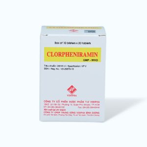 Viên nén Clorpheniramin Vidipha 4mg điều trị triệu chứng viêm mũi dị ứng, mày đay (10 vỉ x 20 viên)